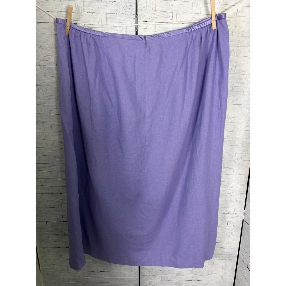 Norton McNaughton Woman Skirt Purple Linen Rayon Blend Embroidered Plus‎ Size